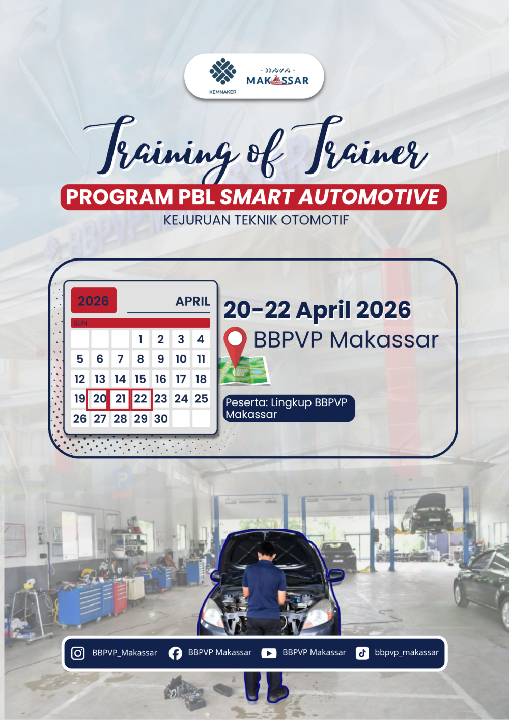 Training Of Trainer (TOT) Program PBL Smart Automotive Kejuruan Teknik Otomotif BBPVP Makassar