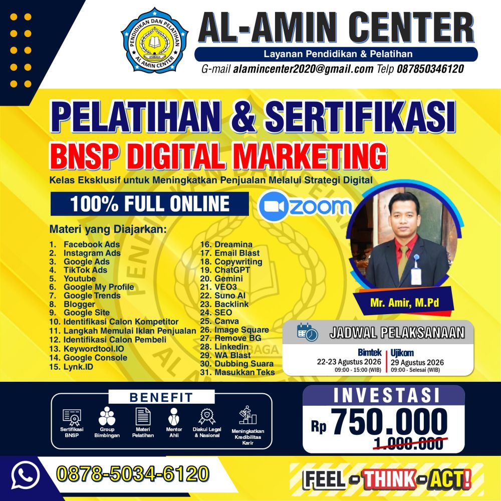 PELATIHAN DAN SERTIFIKASI BNSP DIGITAL MARKETING 