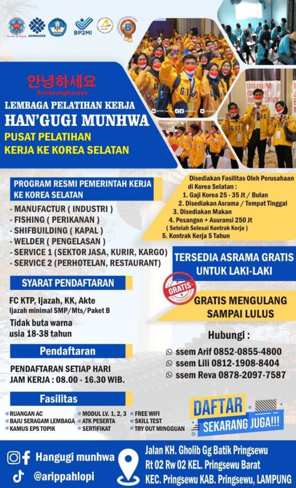 PROGRAM PELATIHAN BAHASA KOREA UNTUK UMUM & G TO G KOREA