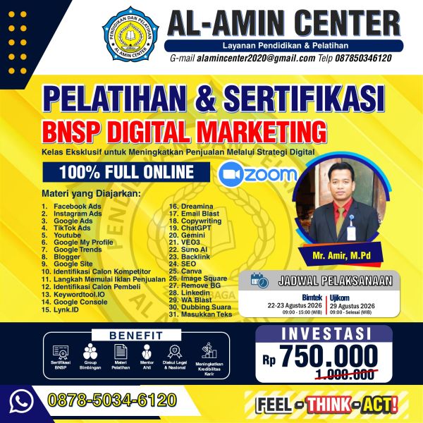 PELATIHAN DAN SERTIFIKASI BNSP DIGITAL MARKETING 